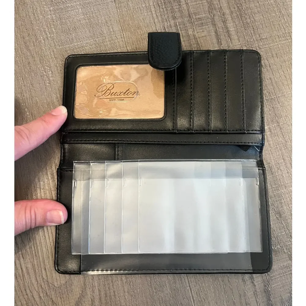 Buxton Black Leather Checkbook Holder Wallet